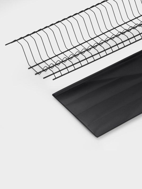 Сушилка для посуды с поддоном для шкафа 60 см, 56.5×25.6 см, чёрная