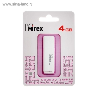 Флешка Mirex LINE WHITE, 4 Гб, USB2.0, чт до 25 Мб/с, зап до 15 Мб/с, белая