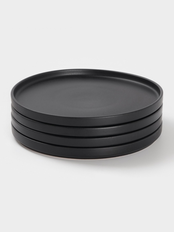 Набор тарелок 4 шт Доляна 26х2 см Набор тарелок 4 шт Доляна 26х2 см "Гранит" черный матовый