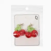 Серьги "Вишня" объемная, цвет красно-зелёный в золоте