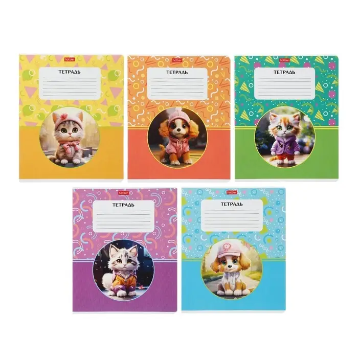 Тетрадь 18 листов в клетку на скрепке "Маленькие пушистики", МИКС