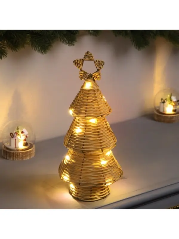 Светодиодная фигура &laquo;Ёлочка плетёная&raquo;, 30&times;13&times;13 см, 20 LED, от батареек ААх2, свечение тёплое белое