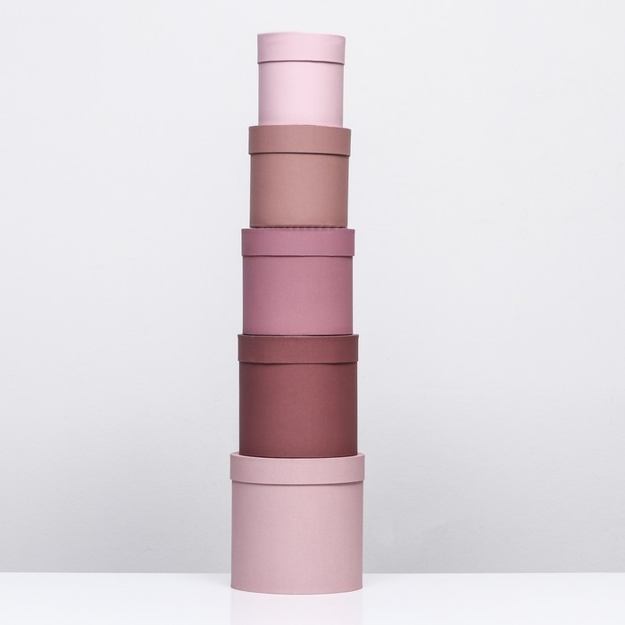 Набор круглых подарочных коробок 5 в 1 «Кофе с молоком», 20 × 20 ‒ 14 × 14 см