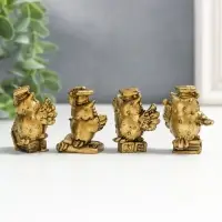 Набор фигурок &laquo;Учёные совушки&raquo;, 4 шт., полистоун под бронзу, 3.8&times;1.5&times;3 см