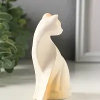 Фигурка гипс &laquo;Кошечка геометрия&raquo;, 10.5 см, белая с позолотой