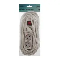 Удлинитель Luazon Lighting, 3 розетки, 10 м, 6 А, 1300 Вт, 3&times;0.75 мм2, с заземлением, с выключателем, белый