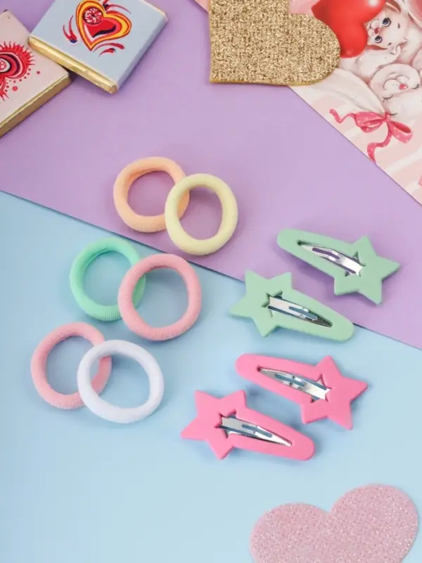 Набор для волос «Аделия», 10 резинок 3 см, 4 невидимки 3.5 см, звезда колор, МИКС