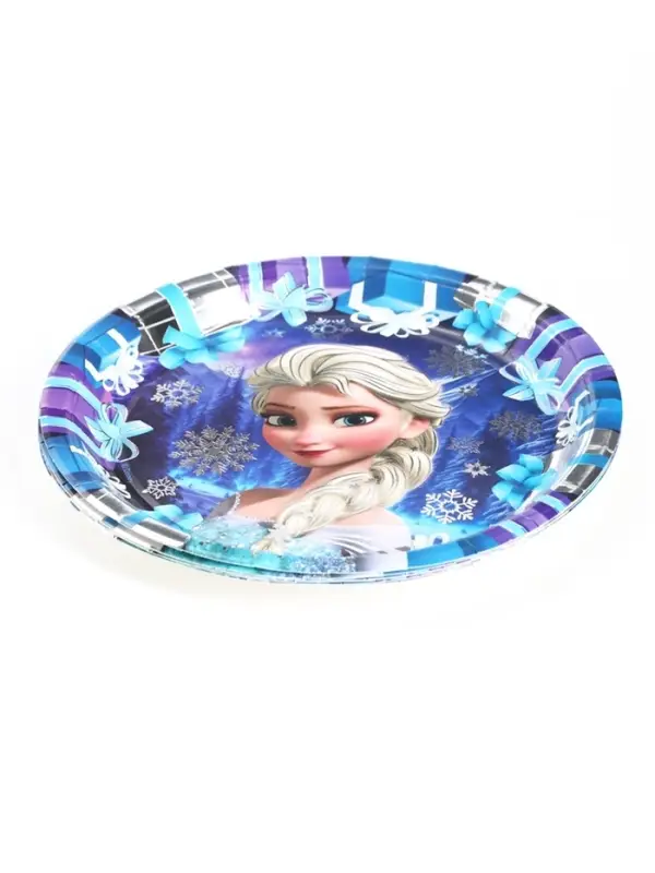 Тарелка одноразовая бумажная с тиснением, 18 см, Холодное сердце