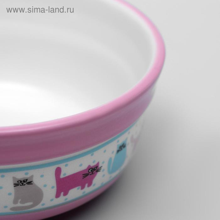Миска керамическая  Миска керамическая "Кошачья жизнь" 270 мл  12,7 х 5 см, розовая