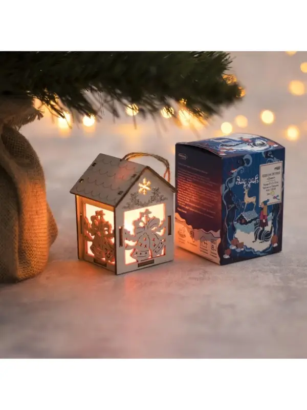 Ёлочная игрушка &laquo;Домик с колокольчиками&raquo;, 8&times;5&times;6 см, 1 LED, от батареек, свечение тёплое белое