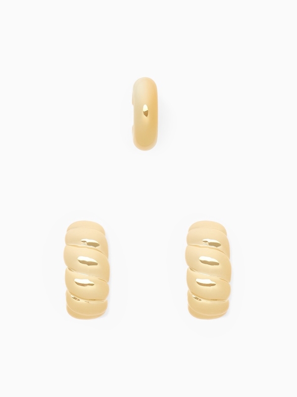 Набор серьги и каффы 3 шт. «Косичка» бублик, цвет золото