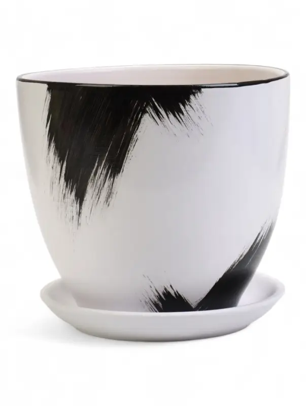 Горшок цветочный поддоном  5 л,  керамика, Штрих (М) Горшок цветочный поддоном  5 л,  керамика, Штрих (М)