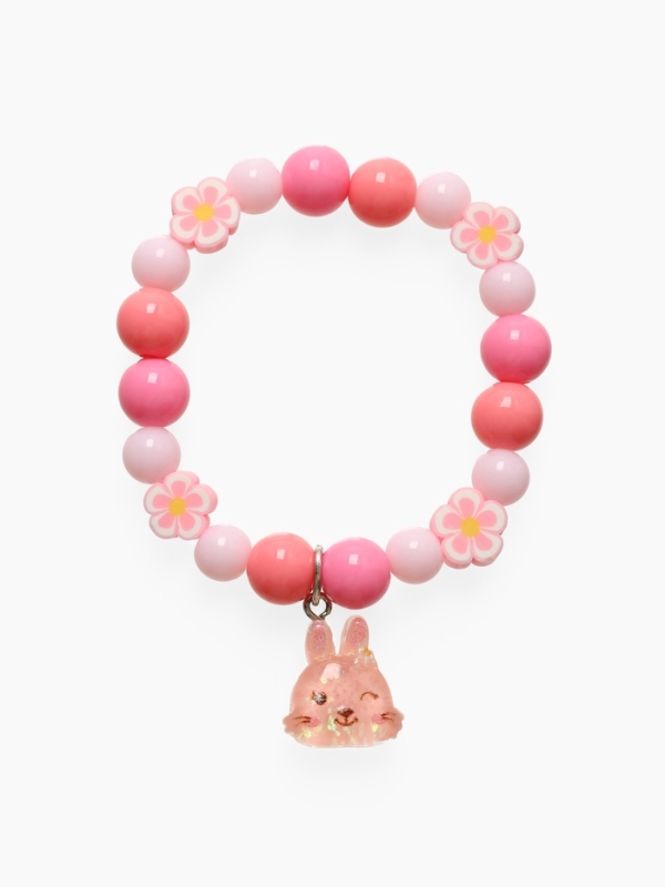 Браслет детский  Браслет детский "Выбражулька" фимо с бусинами, зайчик с бусинами, цвет розовый