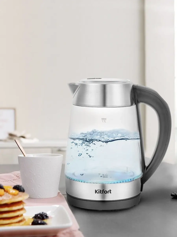 Чайник электрический стеклянный с подсветкой КТ-6107