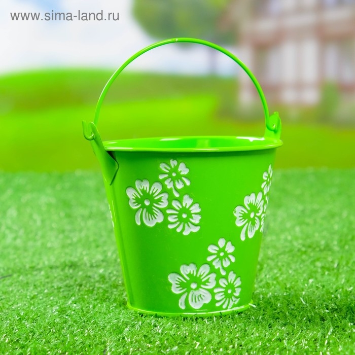 Кашпо  Кашпо "Ведерко Леа" зеленое, 10х10см