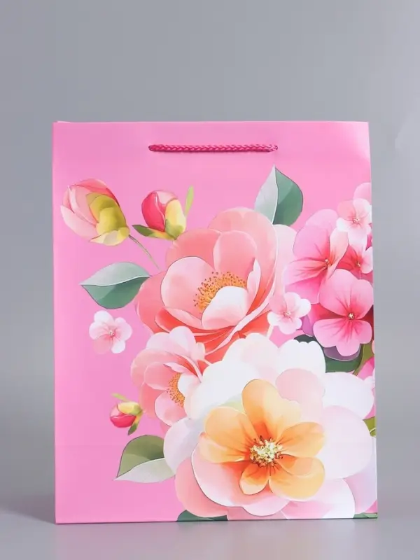 Пакет подарочный ламинированный "счастья и радости" 26 х 12 х 32 см