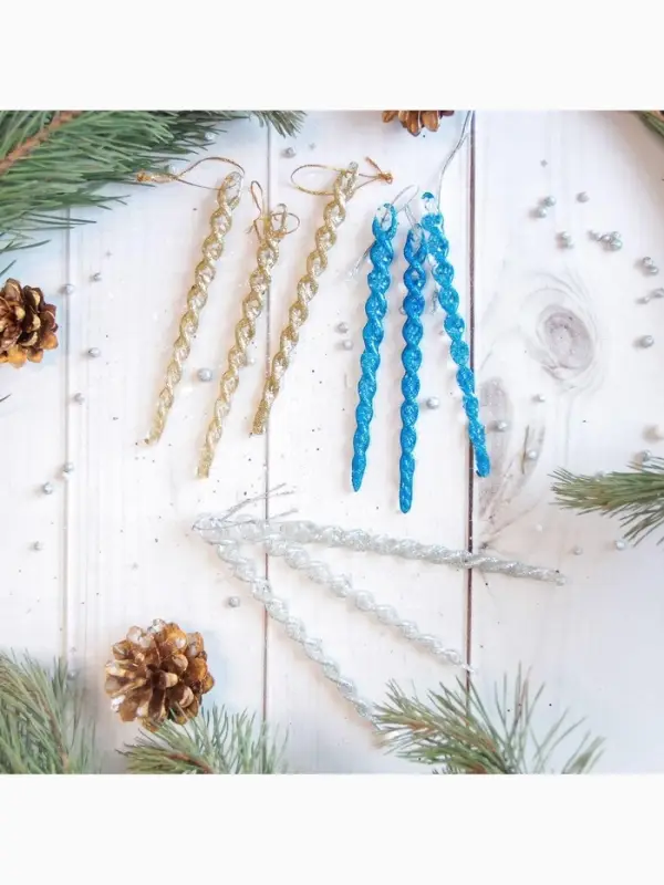 Ёлочные игрушки набор 8 шт. &laquo;Сосулька - серпантин&raquo; 12.5 см, МИКС