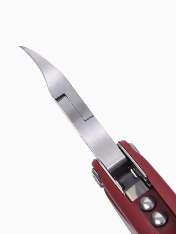 Кусачки педикюрные, 3 в 1, с лазерной пилкой, изогнутое лезвие, складные, 8.7 см, длина лезвия-18 мм, бордовые