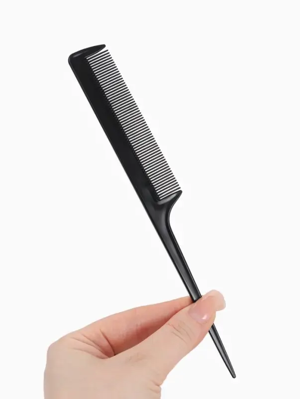 Расчёска антистатическая, 21&times;2.8(&plusmn;1) см, с хвостиком, карбон, чёрная