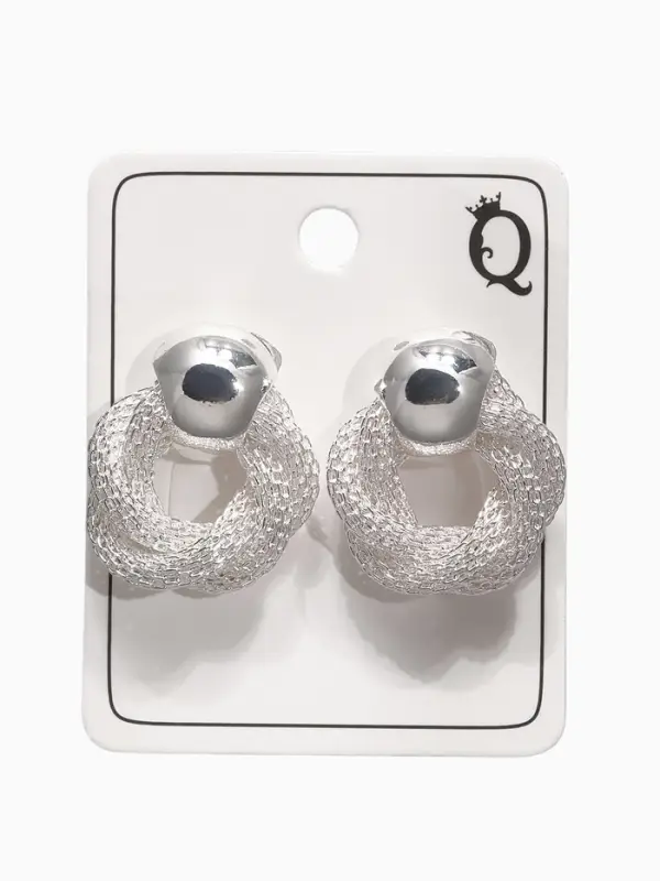 Серьги металл &laquo;Круги переплетение&raquo;, цвет серебро