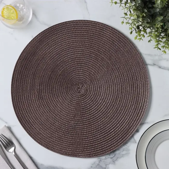 Салфетка сервировочная на стол Доляна «Лофт», d=38 см, цвет кофейный
