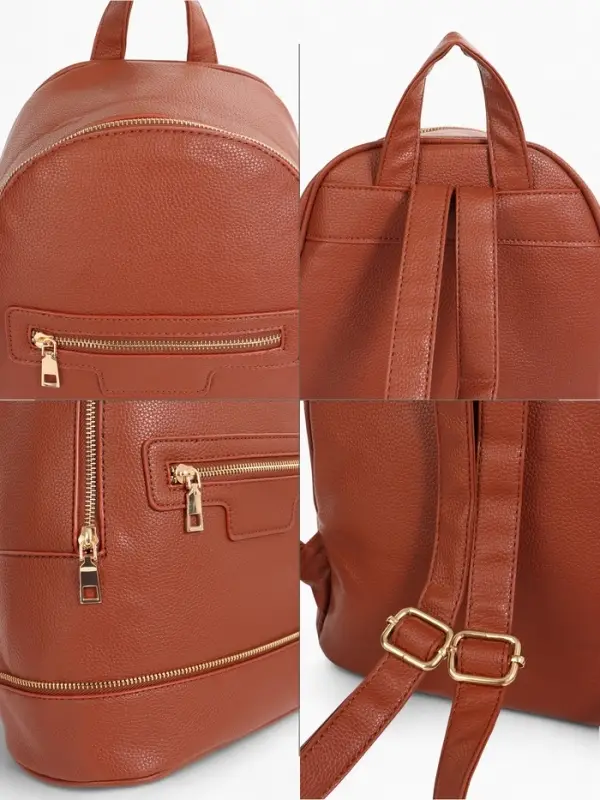 Рюкзак женский на молнии, с карманом, размер 27&times;13.5&times;33 см, коричневый