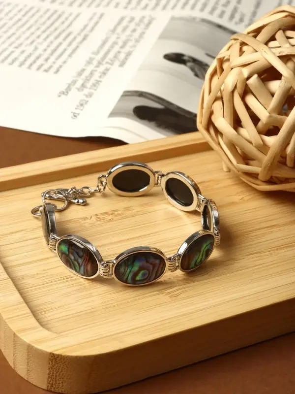 Браслет цепочка &laquo;Галиотис. Овал&raquo;, L=21 см, цвет серебро, разноцветный