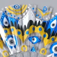 Веер складной пластик &laquo;Узор от сглаза&raquo;, блеск, 23 см