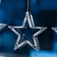 Гирлянда &laquo;Бахрома&raquo; 2.4&times;0.9 м с насадками &laquo;Звёзды&raquo;, IP20, прозрачная нить, 138 LED, свечение мульти, 8 режимов, 220 В