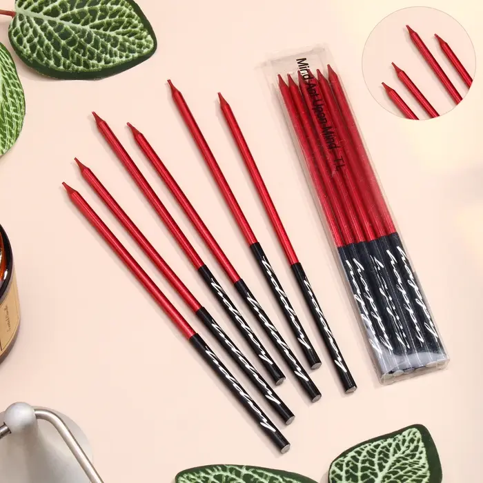 Свечи в торт &laquo;Праздник&raquo;, 6 шт., 14.5 см, красный с чёрным