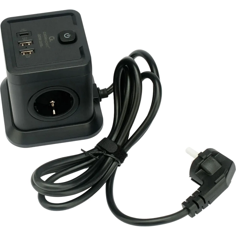 Сетевой фильтр Cablexpert Tower 4р/2м, 10А, 2хUSB, черный(TWR-4-CU2-B-2)