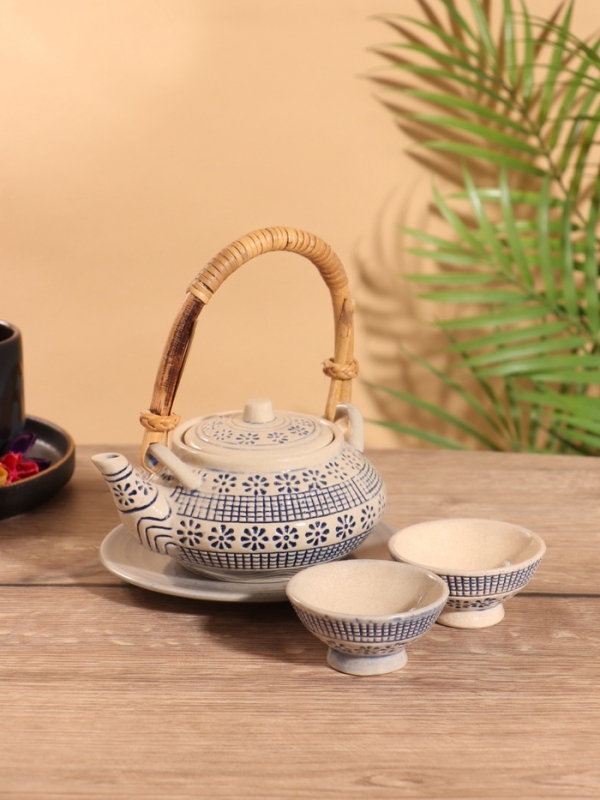 Набор для чаепития «Айша» керамический, чайничек + 2 пиалы