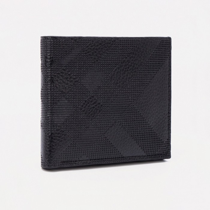 Портмоне мужское без застежки, отдел для купюр, для карт, цвет чёрный