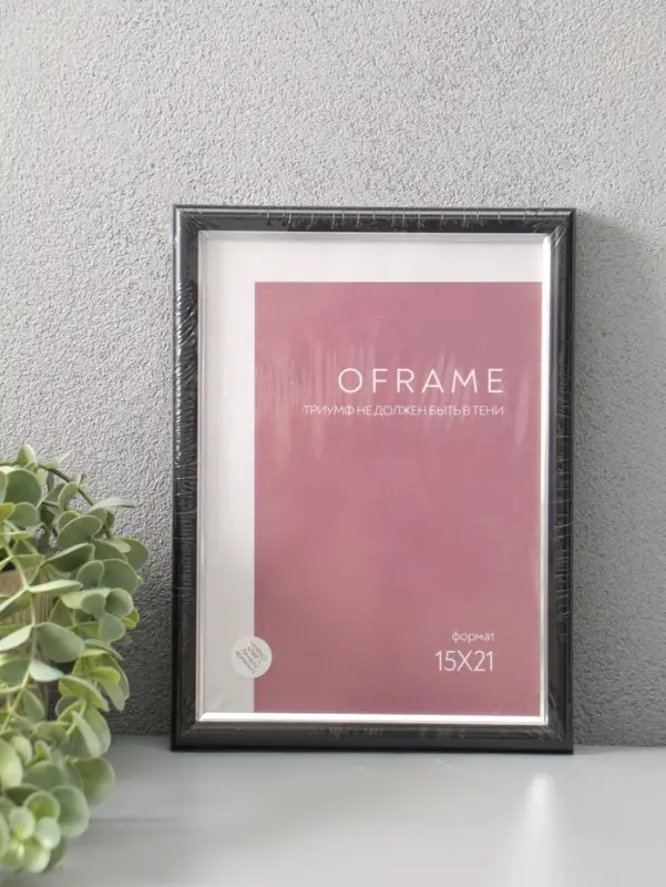Фоторамка для фото 15х21 см "Oframe", пластик, чёрный с серебром, (пластиковый экран)