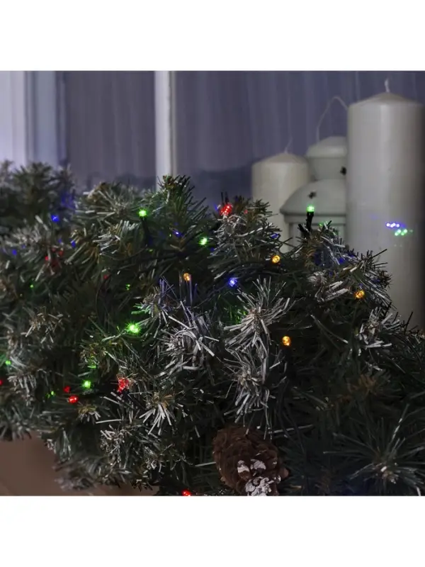 Гирлянда &laquo;Нить&raquo; 10 м, IP44, тёмная нить, 100 LED, свечение мульти, 8 режимов, 220 В