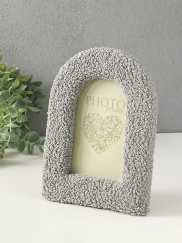 Фоторамка МДФ, иск. мех 10х15 см "Плюш. Арка" серая 21,5х16,5х2 см