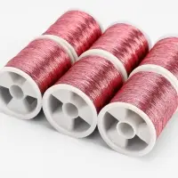 Нитки металлизированные, 91&plusmn;1 м, набор 6 шт., розовые