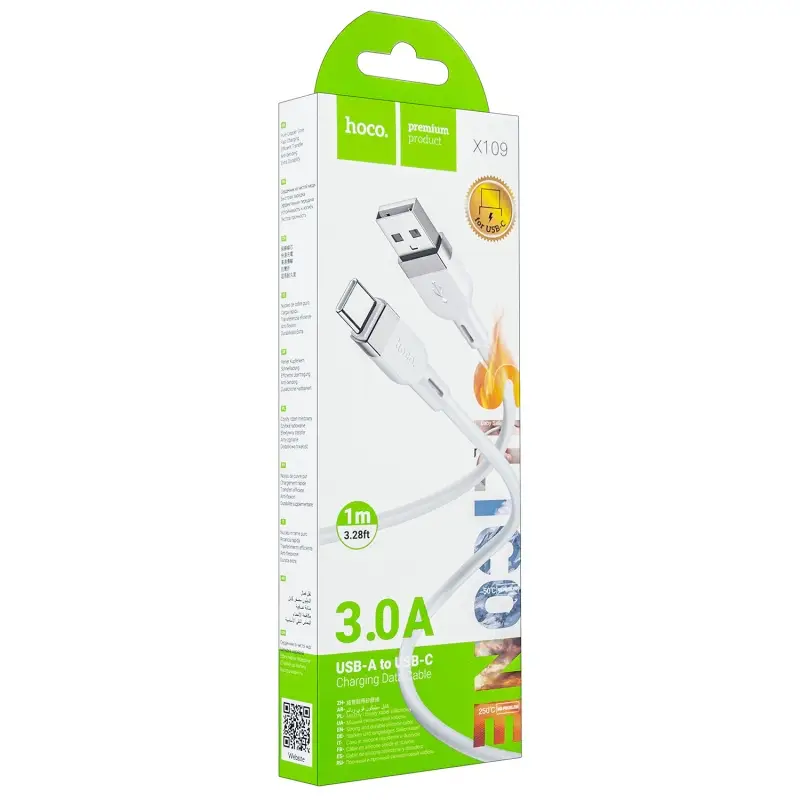Кабель USB на Type-C 1M 3A X109 HOCO белый