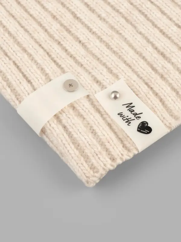 Бирка с кнопкой Made with love Арт Узор, 8&times;1.8 см, 10 шт., белая, чёрная