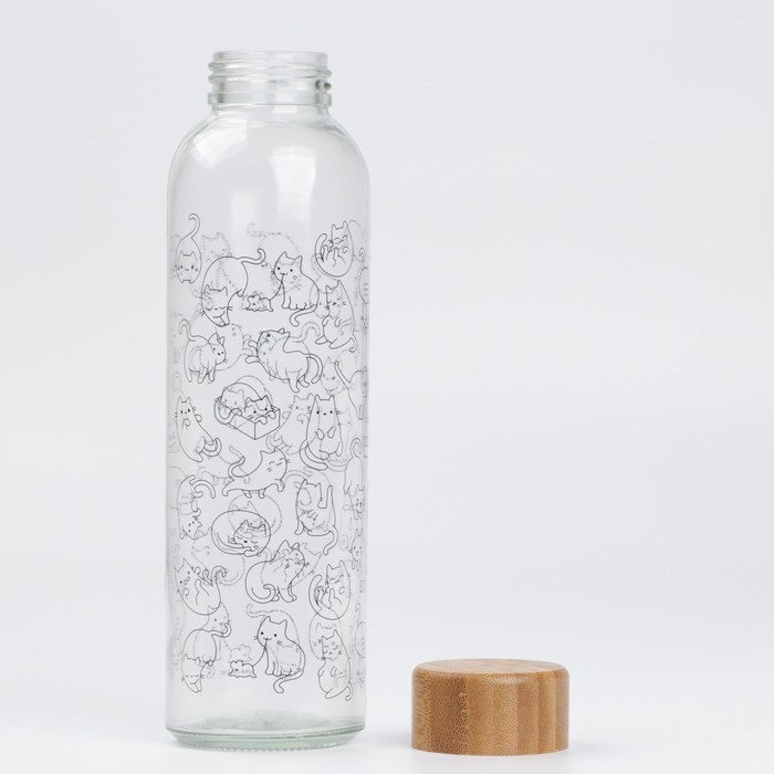 Бутылка для воды «Котики», 500 мл, стекло Бутылка для воды «Котики», 500 мл, стекло