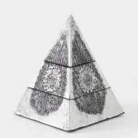 Шкатулка "Пирамидка" 15х15х20 см, МДФ, цв. серебро