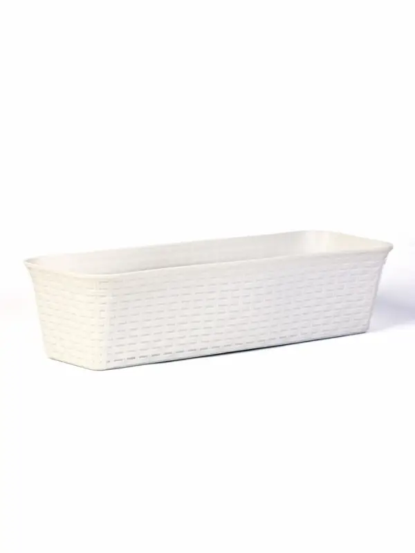 Ящик балконный для цветов &laquo;Ротанг&raquo;, 18 л, 63&times;20&times;14.5 см, с дренажной вставкой, пластиковый, белый