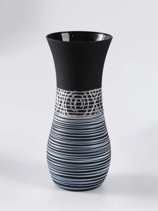 Ваза &laquo;Эридан. Узор&raquo;, h=26 см, стекло, чёрная