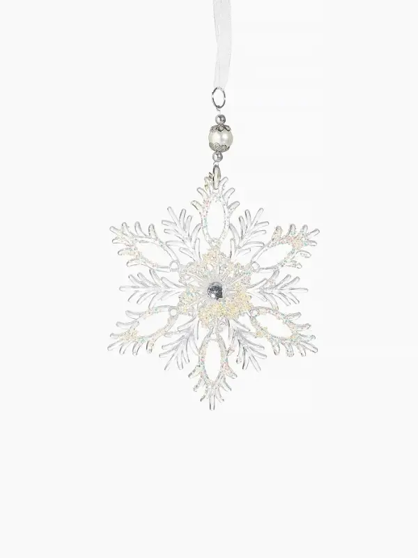 Ёлочная игрушка &laquo;Зимнее волшебство. Узорчатая снежинка&raquo;, d=13.2 см, прозрачный, МИКС