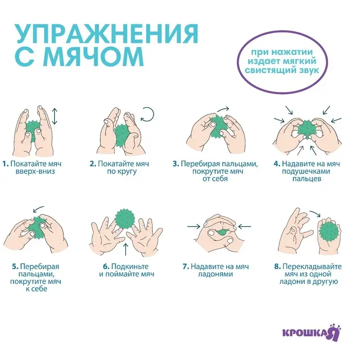 Развивающие тактильные мячики Крошка Я &laquo;Цвета и формы&raquo;, с пищалкой, в наборе 6 шт.