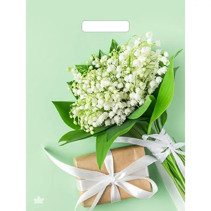 Пакет «Весенние ландыши», полиэтиленовый с вырубной ручкой, 40×31 см, 60 мкм