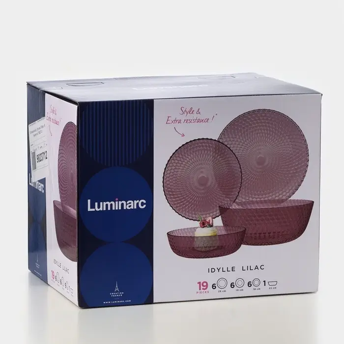 Набор посуды Luminarc &laquo;Идиллия&raquo;, 19 предметов, стекло, лилак