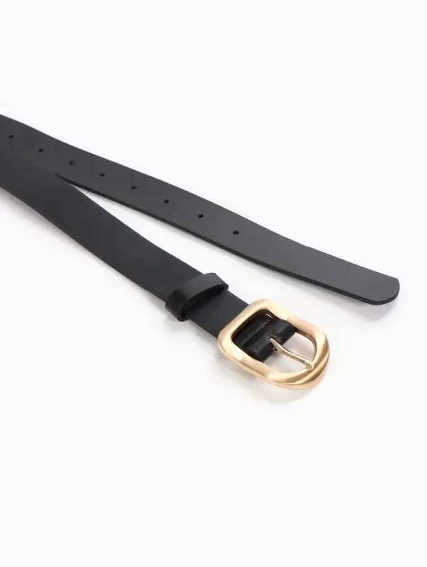 Ремень женский, 2.7&times;105 см, 1 прокол, золотистая пряжка, чёрный