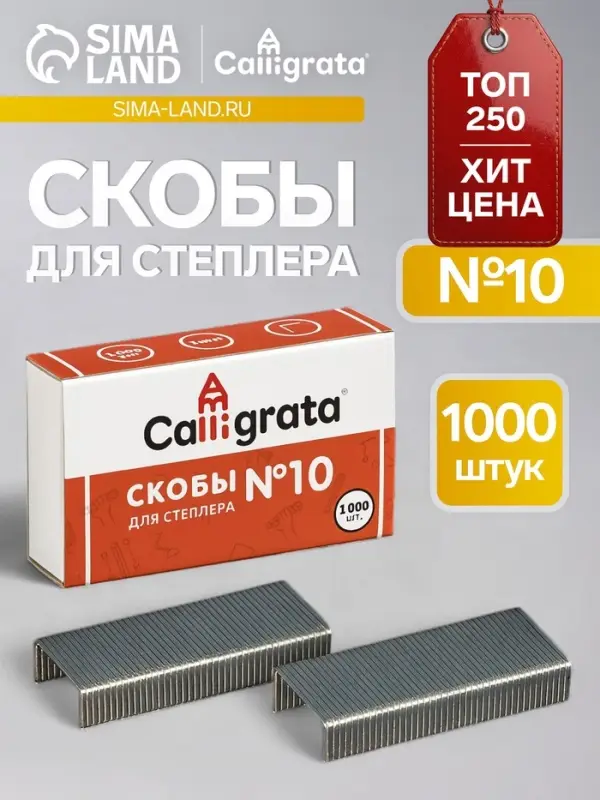 Скобы №10 оцинкованные CALLIGRATA, 1000 шт.