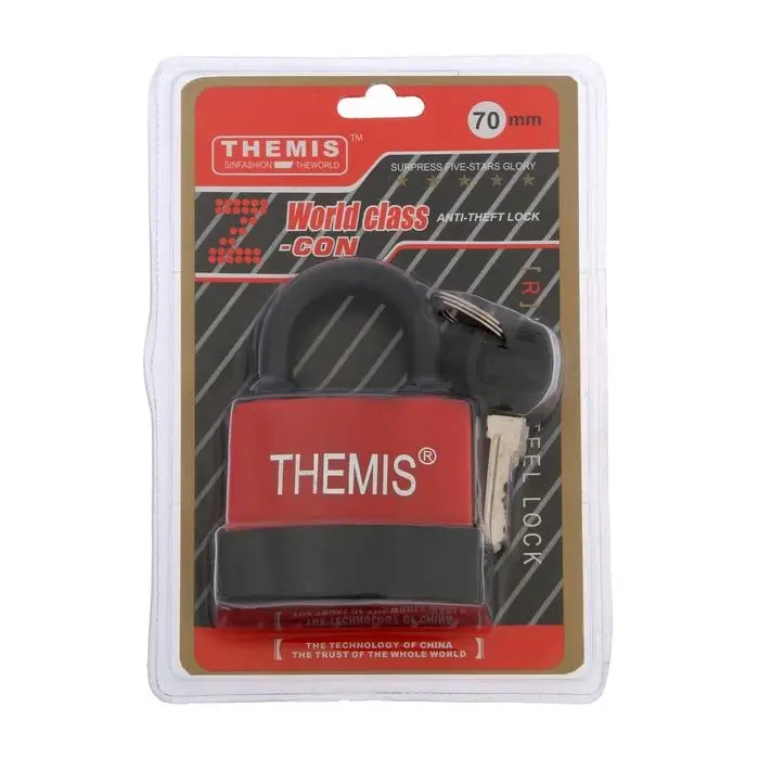 Замок навесной, 70 мм, медный цилиндр, влагозащищенный, короткая дужка, 3 ключа МИКС